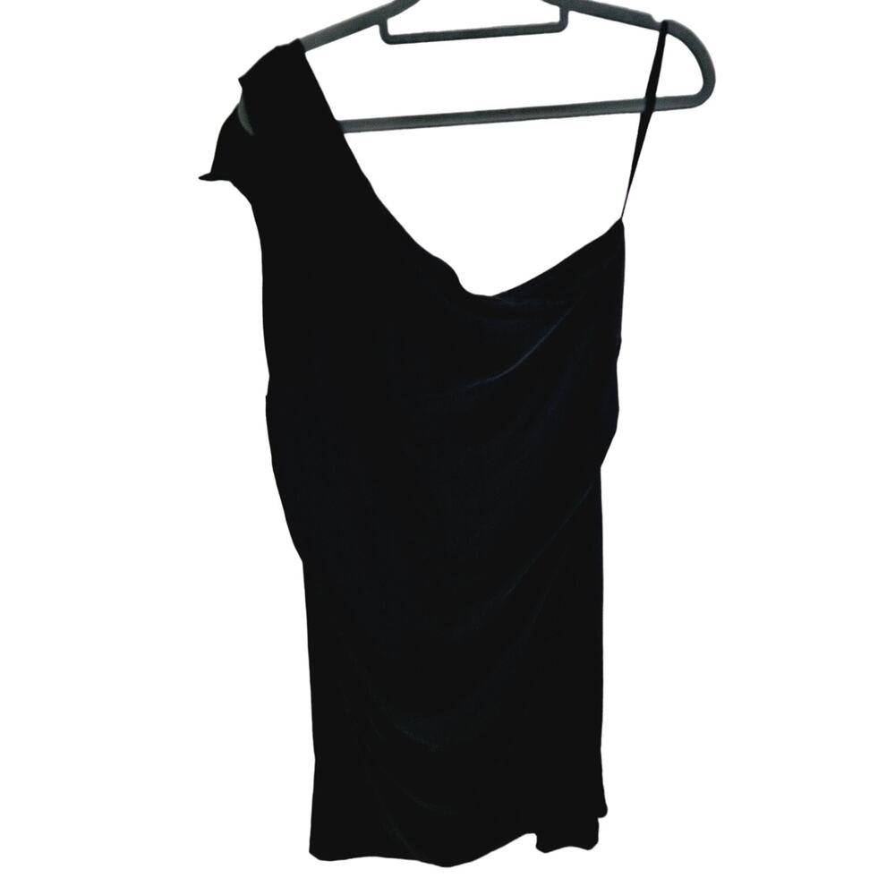 Eureka Women's 2X One Shoulder Ruffled Strap Mini Dress Black Glam Semi Formal - Picture 5 of 7